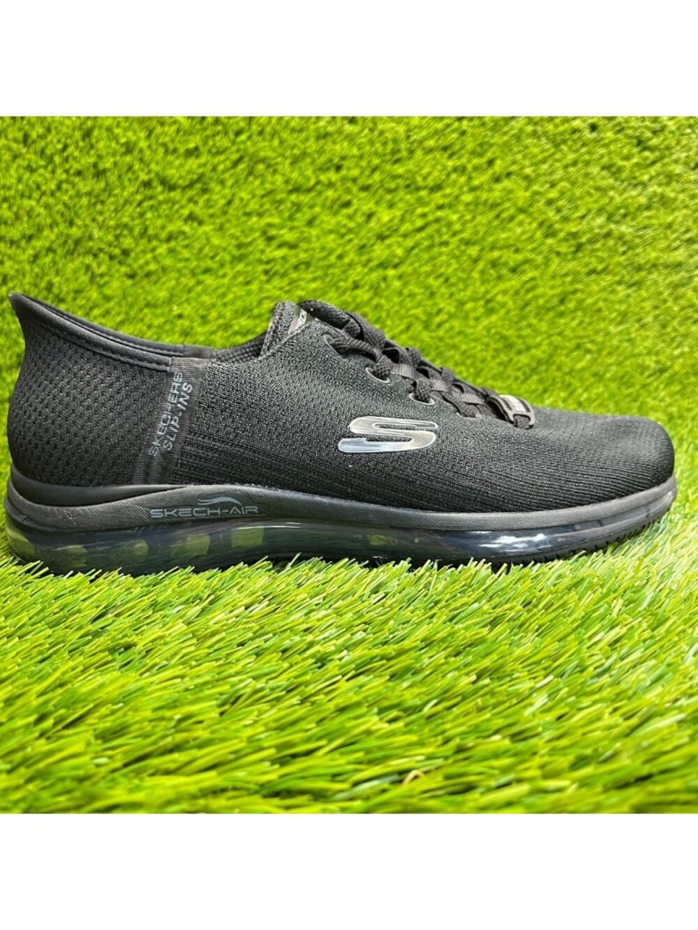 Skechers Skech-Air Womens Size 9.5 Black Athletic Running Slip On Shoes Sneakers
